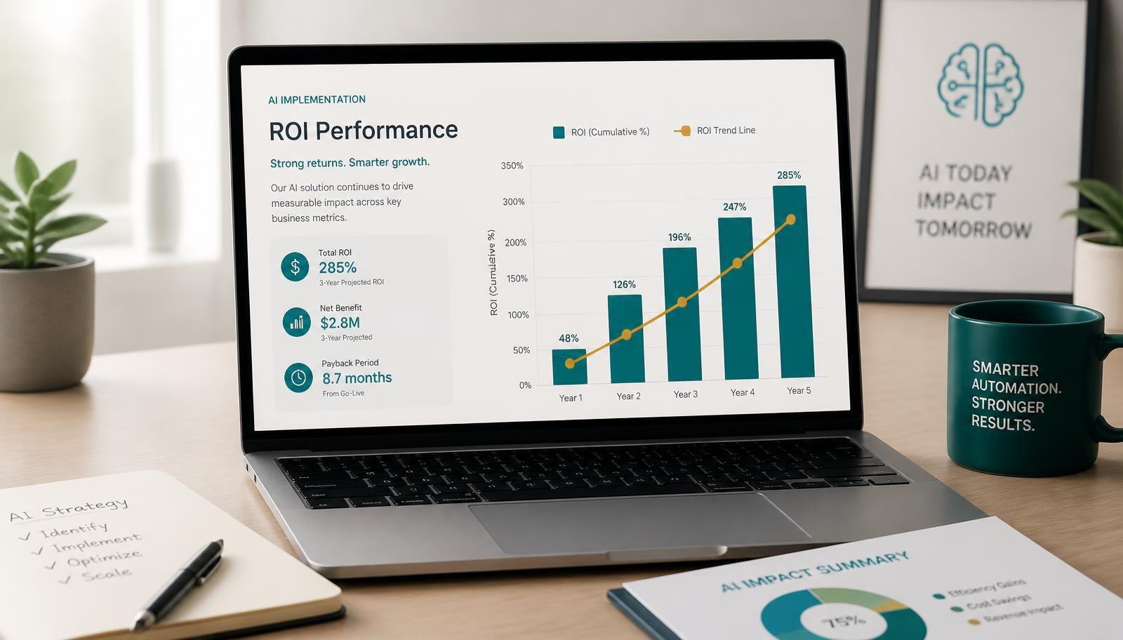 Gráfico ROI de implementación IA en empresa