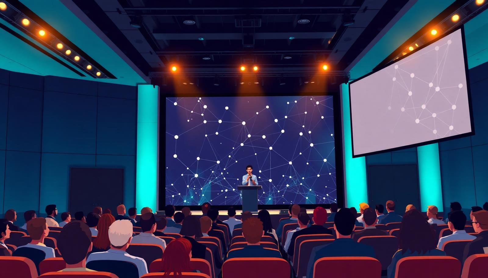 Speaker de inteligencia artificial en una conferencia para empresas