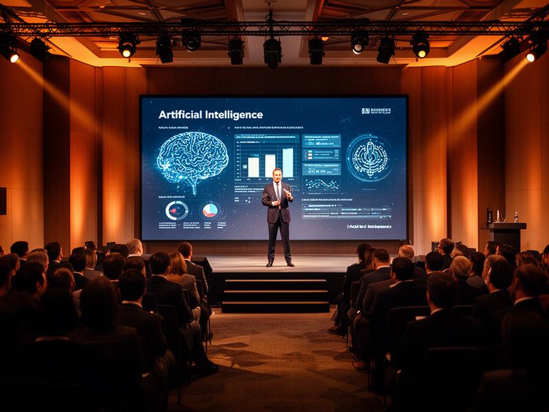 Speaker presentando keynote sobre inteligencia artificial en evento corporativo